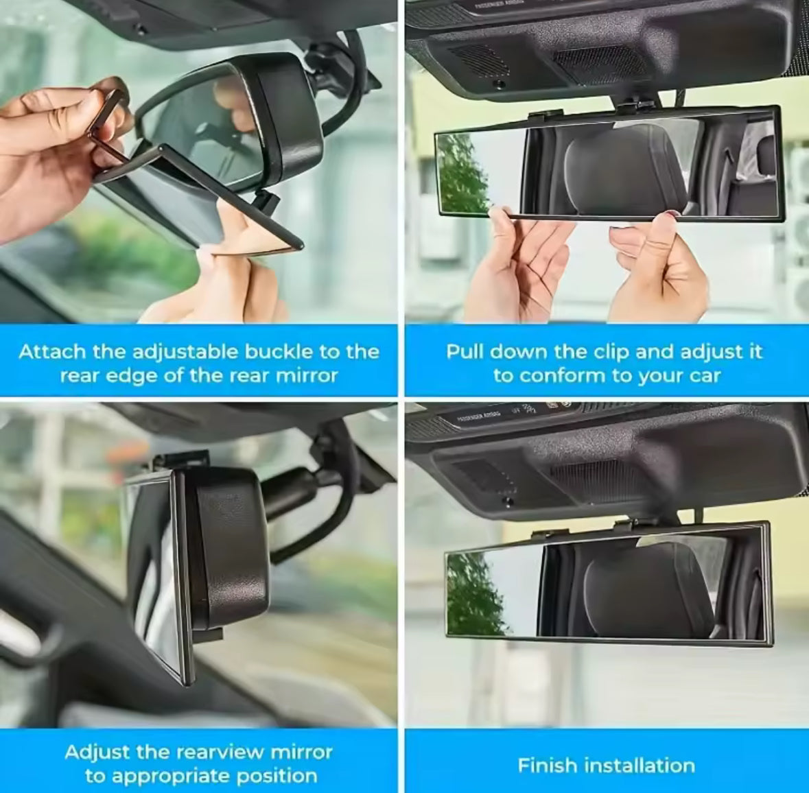 Step-by-step guide on how to install a car rearview mirror.
