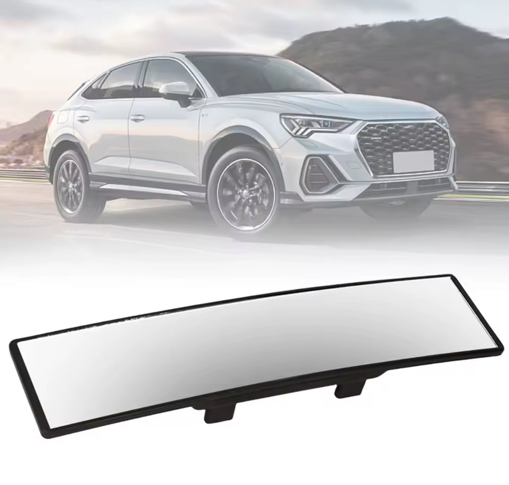 Car sun visor with a blurred car in the background