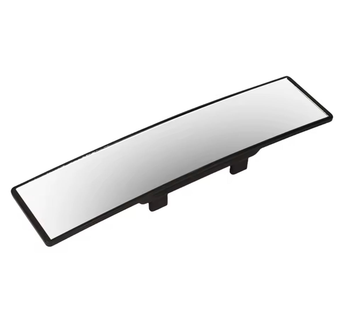 Rectangular car mirror with black frame on a white background